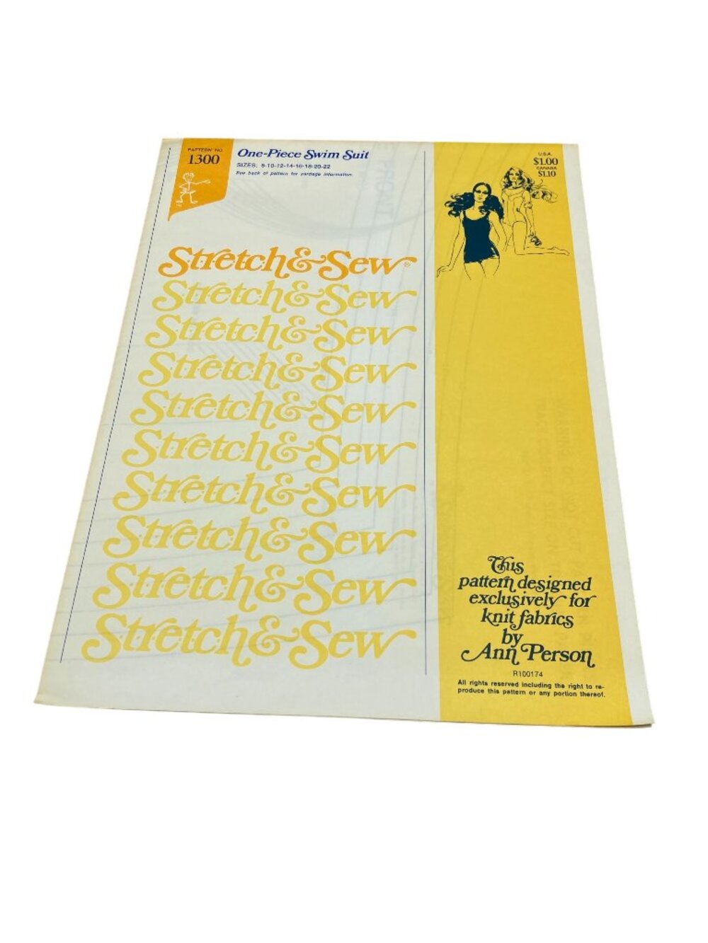 UNCUT Vintage Sewing PATTERN Stretch and Sew 1300 by Ann Person, Ladies 1974 One